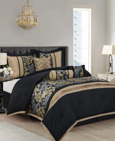 Stratford Park Lincoln 7-piece Comforter Set, King In Black Gold
