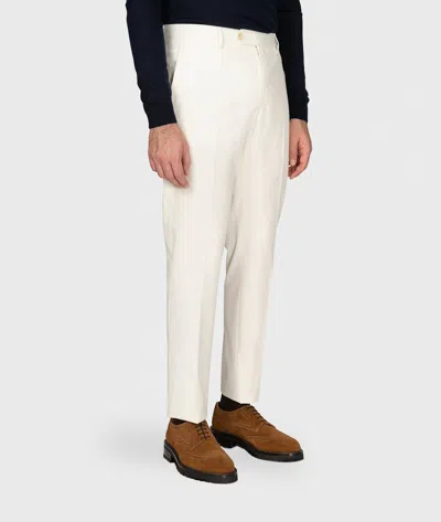 Larusmiani Velvet Trousers Howard Pants In Ivory
