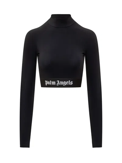 Shop Palm Angels Top With Logo In Black White