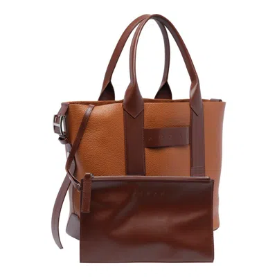 Hogan Structured Medium Shoulder Bag With Contrast Panels In Brown