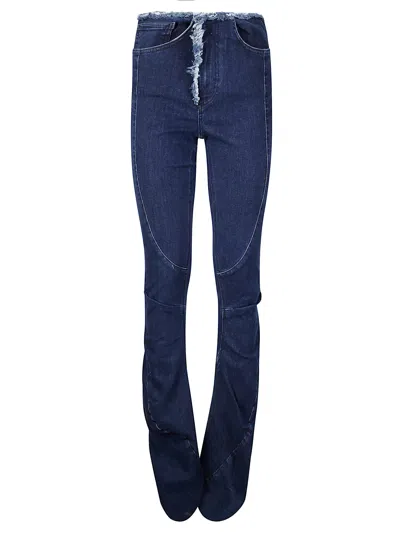 Ottolinger Denim Trousers With Fringed Profile In Raw Blue