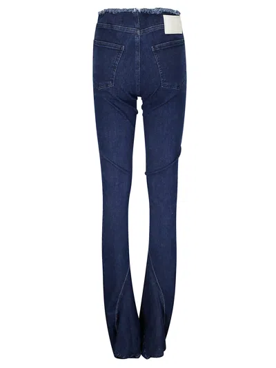 Ottolinger Denim Trousers With Fringed Profile In Raw Blue