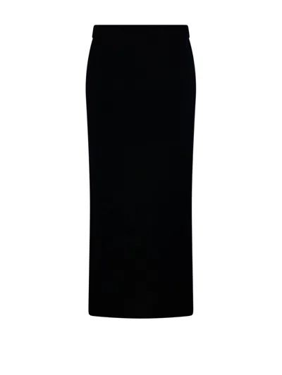 Max Mara Maxi Black Skirt With Invisible Zipò In Polyamide And Cotton Woman