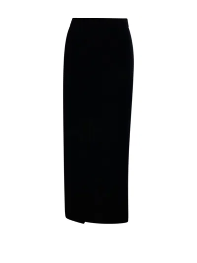 Max Mara Maxi Black Skirt With Invisible Zipò In Polyamide And Cotton Woman