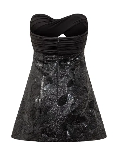 Shop Des Phemmes Dress With Floral Decoration In Black