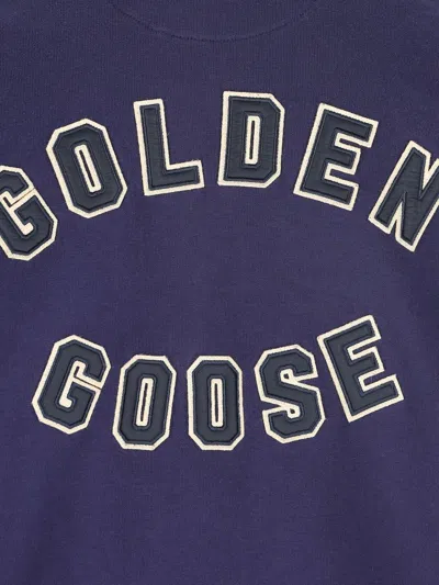 Shop Golden Goose Logo Detailed Drawstring Hoodie In Blue