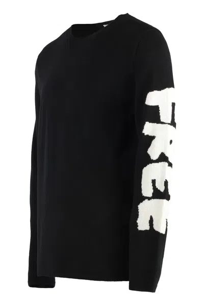 Shop Comme Des Garçons Shirt Crew-neck Wool Sweater In Black