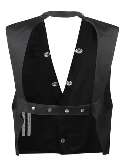Rick Owens Sleek Leather Cargo Vest Size 48 In Black