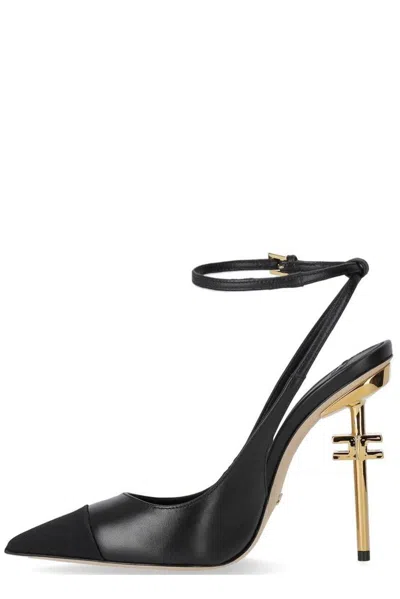 Shop Elisabetta Franchi Sculpted Heel Slingback Pumps In Black