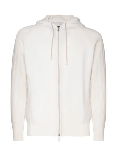 Shop Eleventy Knit With Zip Closure In White And Ivory