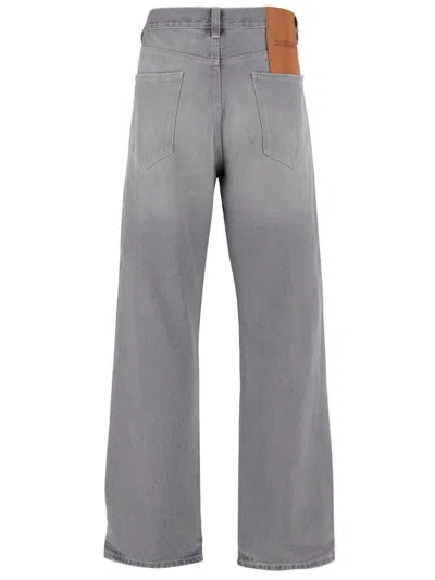 Shop Jacquemus Straight-leg Jeans In Grey/off-white