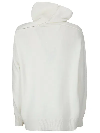 Stefano Mortari High Neck Pullover With Zip Detail In Cream