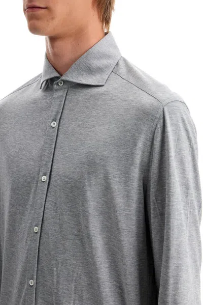 Shop Brunello Cucinelli Long-sleeved Buttoned Shirt In Grey