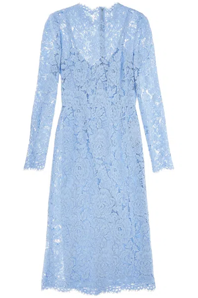 Shop Dolce & Gabbana Lace Sheath Dress With A In Glicine Viola Chiari (light Blue)