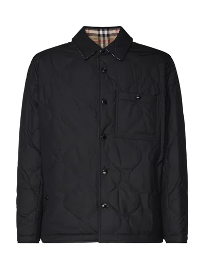 Shop Burberry Reversible Windbreaker Jacket In Black, Beige Vintage Check