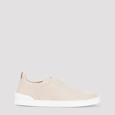 Shop Zegna Triple Stitch Sneakers In Bur Bianco Naturale Unito