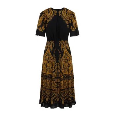 Shop Etro Chiffon Long Dress In Multicolor Black