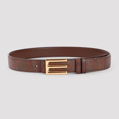 Shop Etro Logo Belt In Marrone