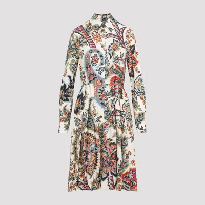 Shop Etro Printed Midi Dress In Camel