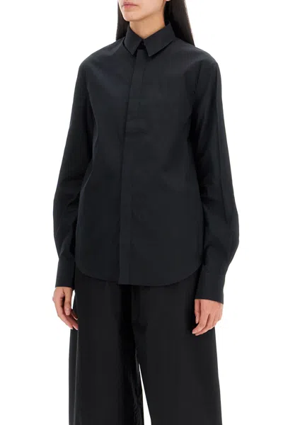 Shop Wardrobe.nyc Flared Cotton Shirt For Women In Black (black)