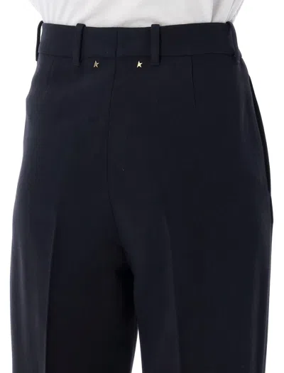 Shop Golden Goose Straight-leg Pleat-detailed Pants In Blue