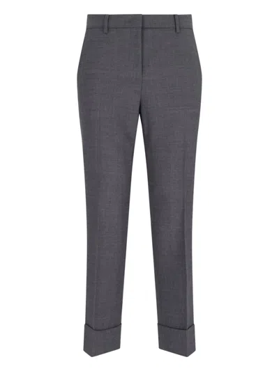 Shop Incotex Wool Straight Trousers In Gray