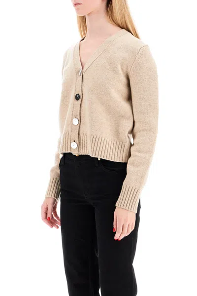 Shop Tory Burch Short Wool Cardigan For Women In Oatmeal Mélange (beige)