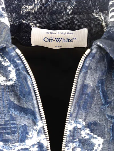 Shop Off-white Blue Jacquard Bomber Jacket