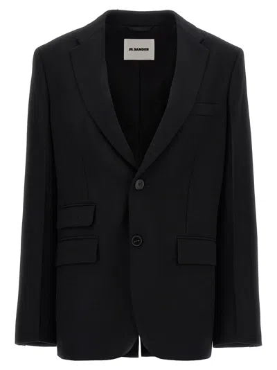 Jil Sander Single-breasted Blazer With Notch Lapel In Black