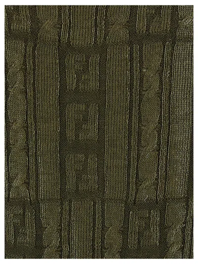 Fendi Ff Wool Blend Lurex Polo In Loden