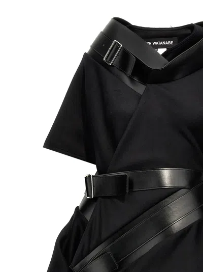 Junya Watanabe Asymmetrical Coat With Belted Buckle Accents In Black