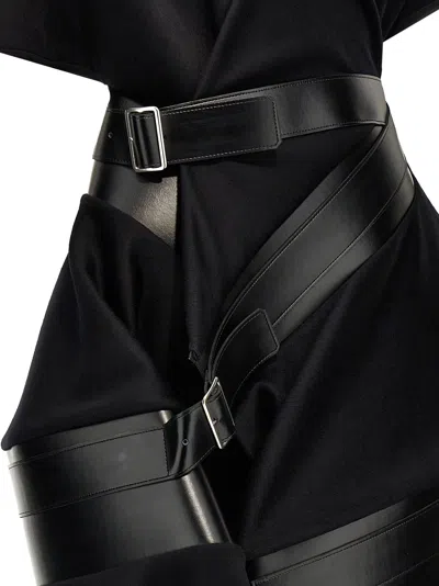 Junya Watanabe Asymmetrical Coat With Belted Buckle Accents In Black
