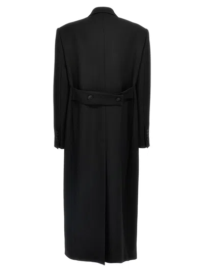 Dolce & Gabbana Double-breasted Long Wool Coat And Pockets In Black