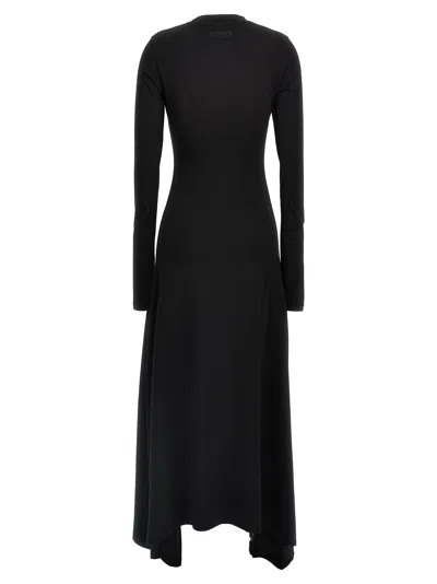 Vetements Embroidered Logo Asymmetrical Hem Dress In Black