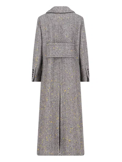 Shop Golden Goose Herringbone Long Coat In Gray