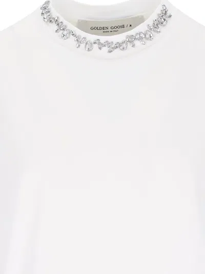 Shop Golden Goose Crystal Detail T-shirt In White