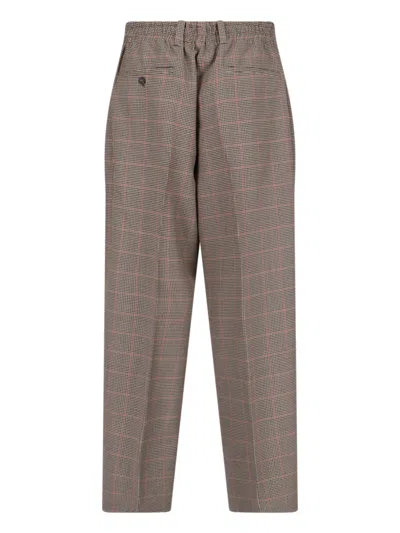 Shop Golden Goose Wide Checked Trousers In Brown