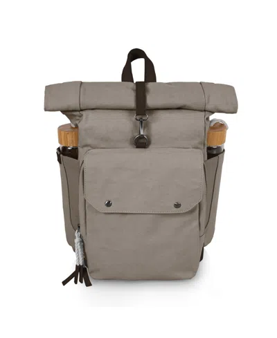 Picnic Time 20 Liter Carmel Roll Top Picnic Backpack Cooler In Gray