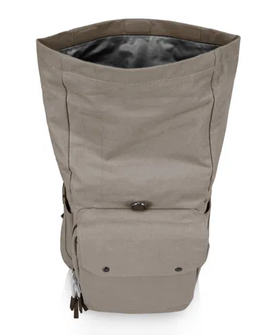 Picnic Time 20 Liter Carmel Roll Top Picnic Backpack Cooler In Gray