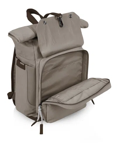 Picnic Time 20 Liter Carmel Roll Top Picnic Backpack Cooler In Gray