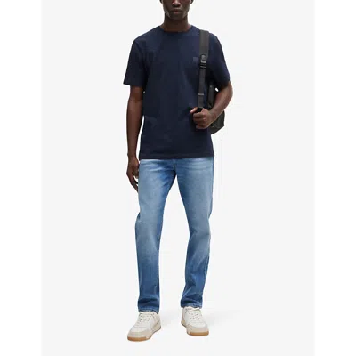 Hugo Boss Mens Boss Regular-fit Straight-leg Faded Stretch-denim Jeans In Bright Blue