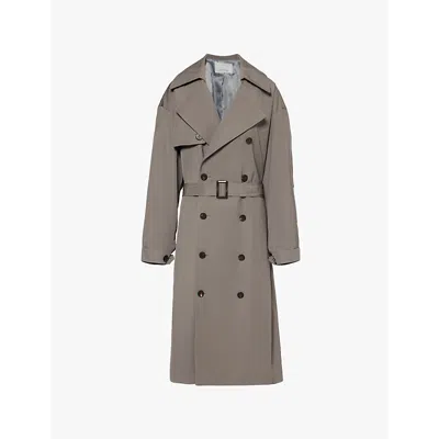 The Frankie Shop Womens Grey Mavis Collar Regular-fit Woven Coat In Grey