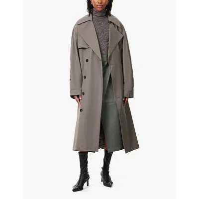 The Frankie Shop Womens Grey Mavis Collar Regular-fit Woven Coat In Grey
