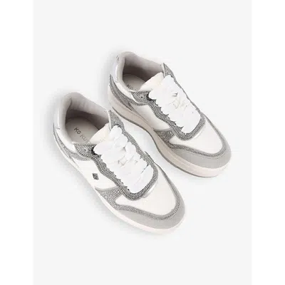 Kg Kurt Geiger Womens  Kick Skater Gem-embellished Faux-leather Low-top Trainers In White/comb