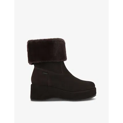 Carvela Womens  Apres Wedge-heel Suede Ankle Boots In Dark Brown