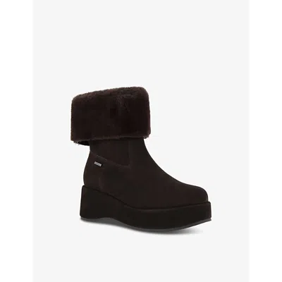 Carvela Womens  Apres Wedge-heel Suede Ankle Boots In Dark Brown