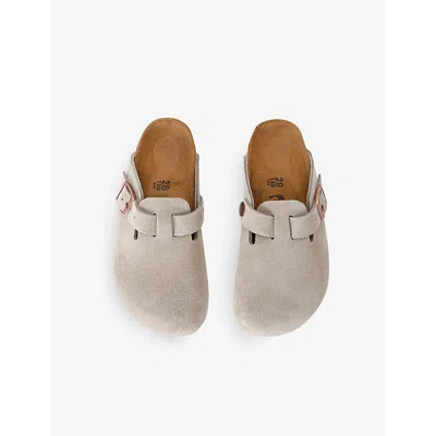 Birkenstock Taupe Kids' Boston Soft Footbed Suede Clogs Eur 32 / 13 Uk In Taupe