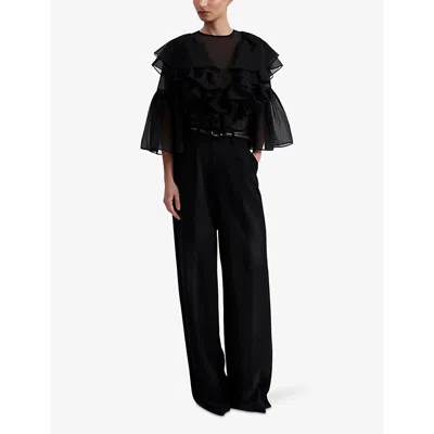 Malina Womens  Alexia Frilled Organza Blouse In Black