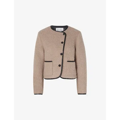 Malina Womens  Nylah Round-neck Wool-blend Jacket In Beige