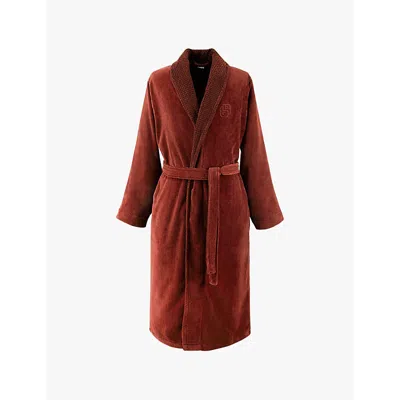 Hugo Boss Double B Shawl-lapel Cotton Bathrobe In Lava